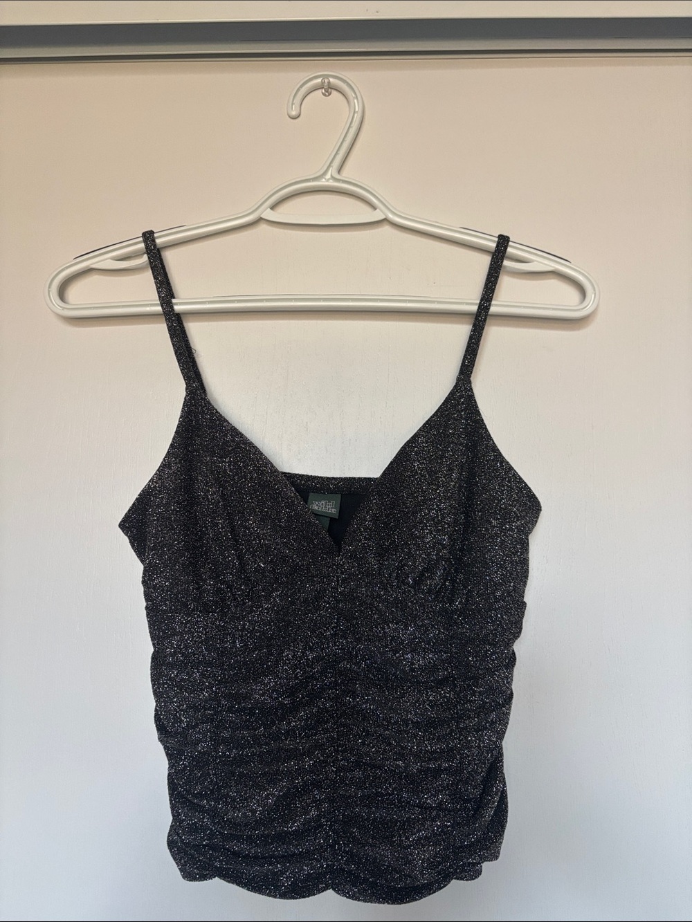 wild fable Black Shimmery Ruched V-Neck Cami